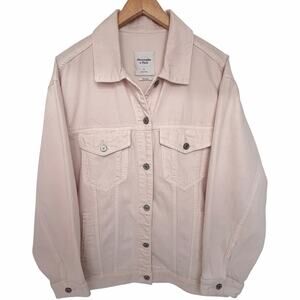Abercrombie Pink Oversized Trucker Jacket Womens L